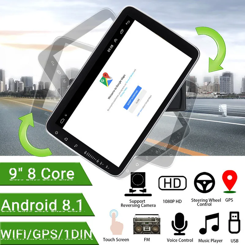9 дюймов gps навигация Android 8,1 автомобильный Радио мультимедийный плеер для Toyota Corolla/Passat/POLO/GOLF/Skoda/Seat 1 Din стерео радио