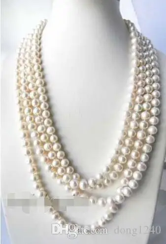 

100'' 10mm Round White Freshwater Pearl Necklace