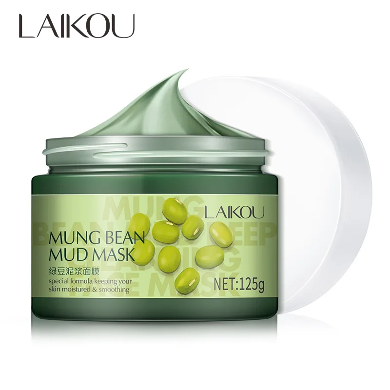 

[125g] brand laikou mung bean mud mask brighten and smooth your skin tighten the pores moistening and cleaning dry skin care