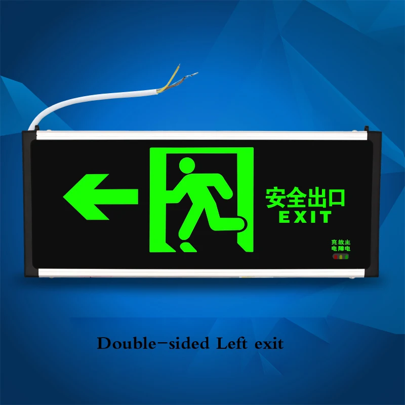 Double sided Left Национальный Стандартный символ аварийный выход СИД в случае пожара, при пожаре Свет Аварийной прохода аварийный знак света - Color: Double sided Left