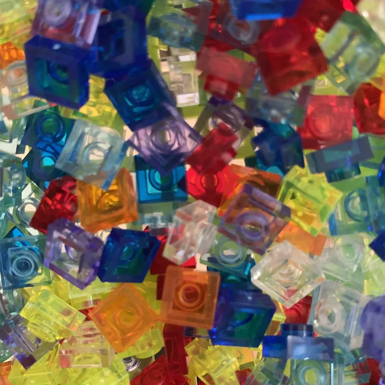 100g/lot 1X1 Thin Brick Small Particles Transparent Parts Compatible with known brand two-Dimensional Code toys for children