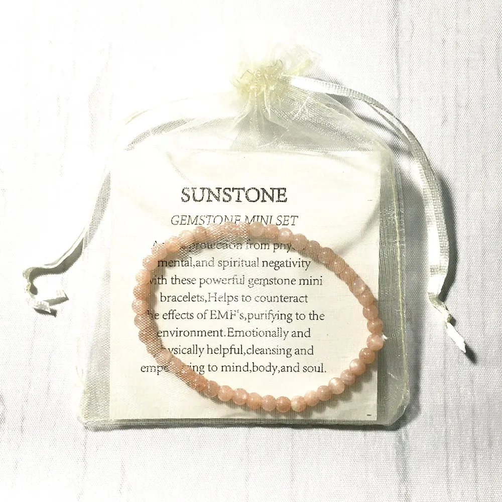 Ruberthen AA Grade Sunstone Bracelet Women`s Energy Balance Bracelet Mini Gem Stone Yoga Bracelet