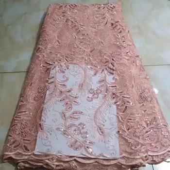 

African french 3 d flowers lace fabrics 2020 embroidered glitter sequence net tulle mesh sequins lace high quality for wedding