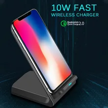 Универсальное 10 Вт Беспроводное зарядное устройство для iPhone QC 3,0, зарядное устройство для сотового телефона, подставка, беспроводная быстрая зарядка, док-станция Carregador Portatil