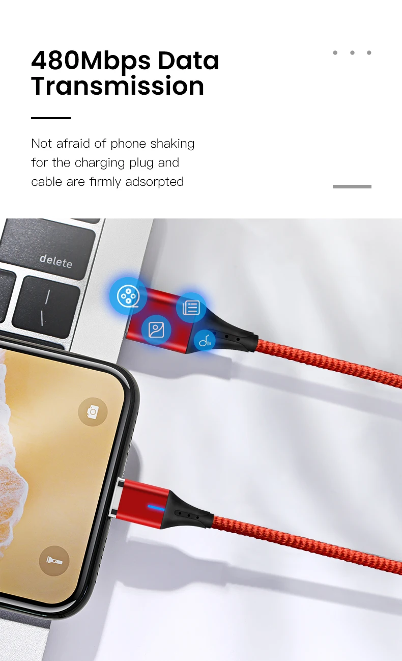 ESVNE 5A Магнитный usb-кабель для зарядки для iphone samsung huawei 1 м Магнитный зарядный кабель Micro Usb для кабеля Xiaomi type C