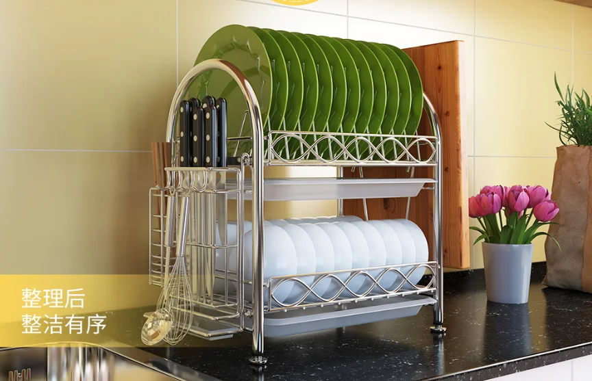 304 stainless steel cupboard rack, double layer cupboard and drain rack