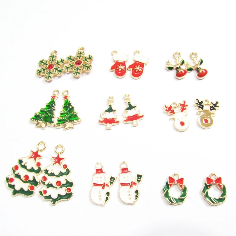 Оптовая торговля 30 шт./пакет небольшой эмалью в виде рождественского