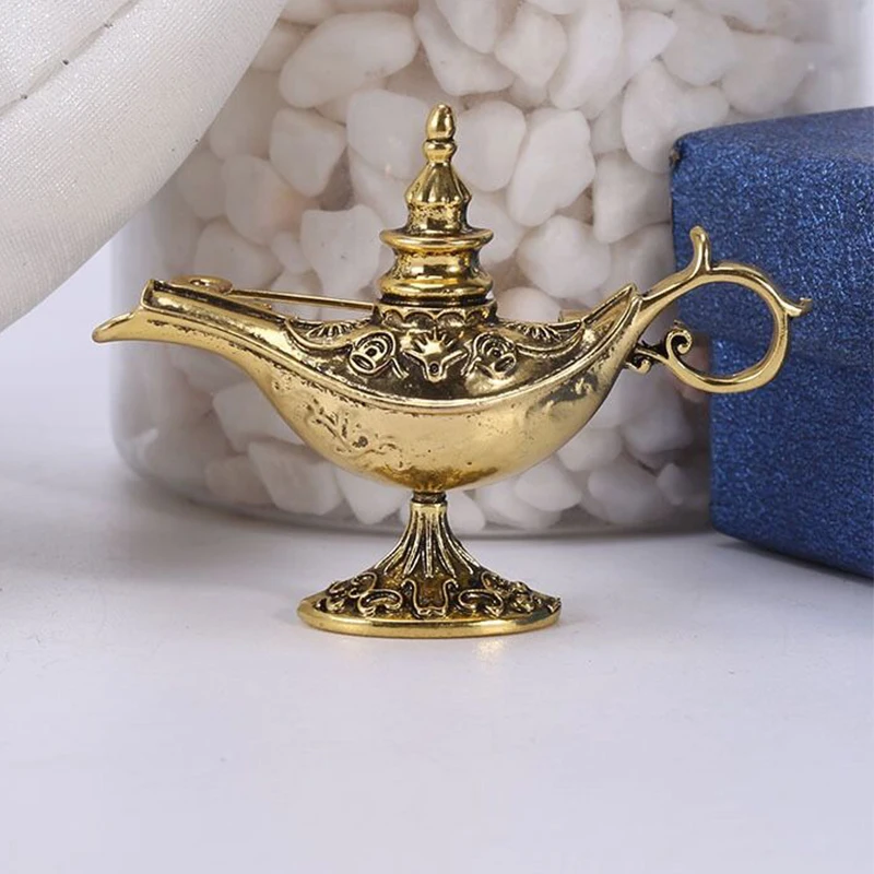 Wuli&baby Vintage Aladdin Lamp Brooches Women Men 2-color Magic Light Party  Casual Brooch Pins Gifts