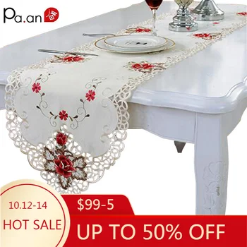 

Fashion Embroidered Table Runner Floral Lace Dust Proof Covers for Table Home Party Wedding Table Decoration Pa.an