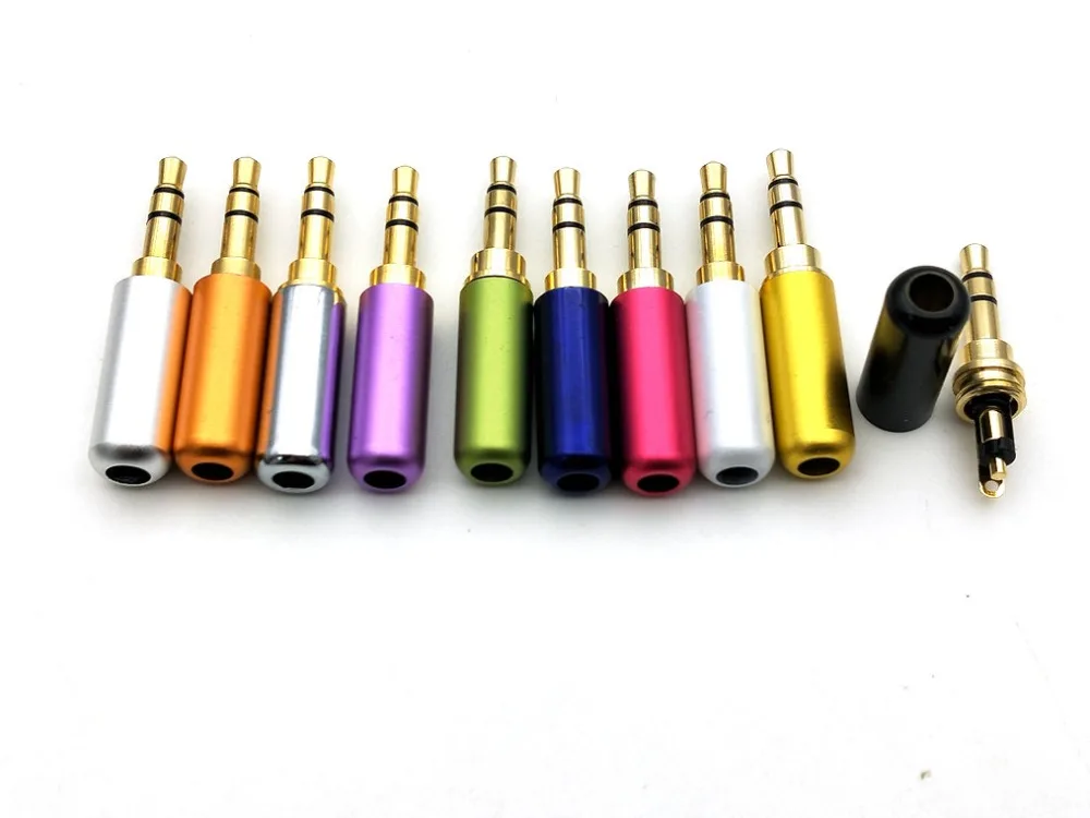 

100pcs Aluminum shell 3.5mm stereo Plug Audio connector For DIY Stereo Headset Earphone adapter