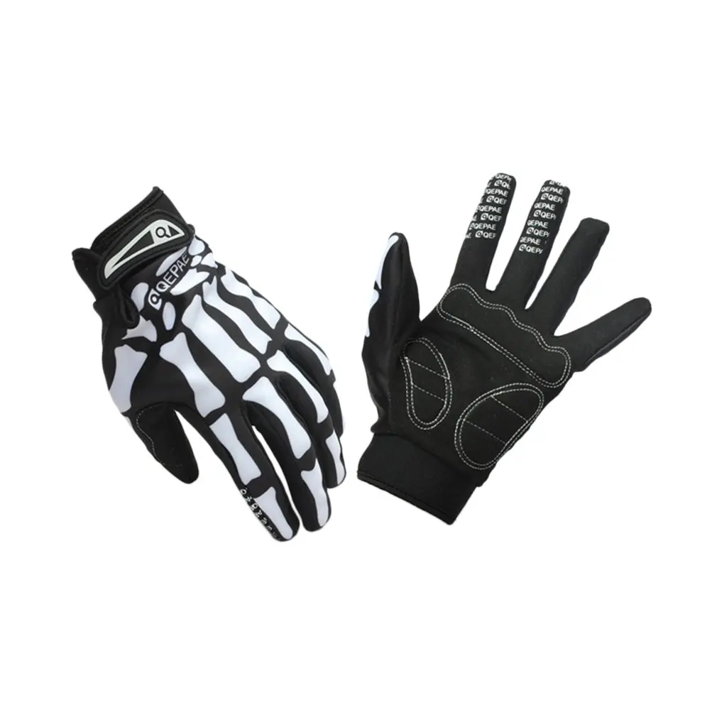 

Riding Gloves Windproof Bicycle Riding Gloves Skeleton Bone Design Slip-resistant Full Finger Gloves For Biking Climbing