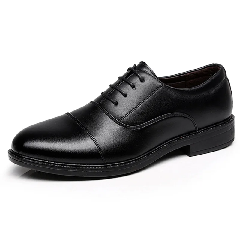 

2018 Leather Casual Men Shoes Fashion Men Flats Round Comfortable Office Men Dress Shoes Plus size New Fashion Wedding Shoes