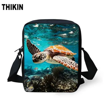 

ThiKin Cool 3D Sea Turtle Prints Messenger Bags Kids Bookbag Teenager Crossbody Bag for Children Students Mini Shoulder Bag