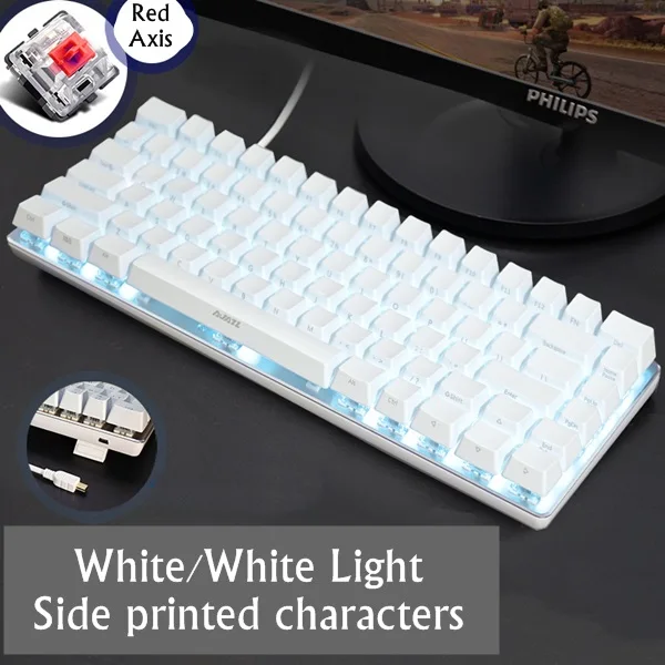 Ajazz AK33 82 клавишная панель из сплава USB Проводная Подсветка Механическая игровая клавиатура синяя/черная ось со съемным кабелем - Цвет: Option 12
