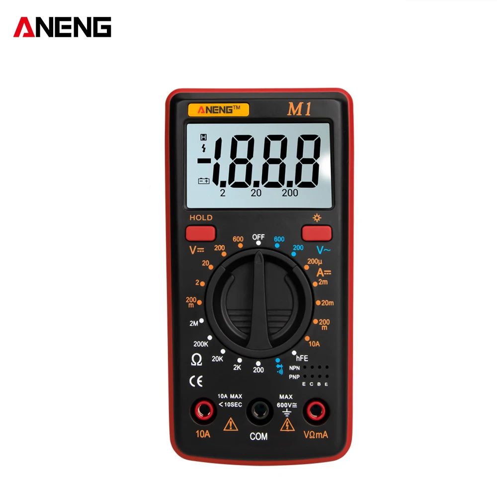 

ANENG M1 Handheld Digital Multimeter LCD Backlight High Precision AC/DC Voltage Current Resistance Transistor Continuity Tester