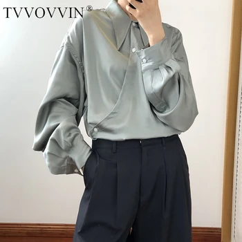 

Women Solid Color Blouse Loose Simple Fashion Turn Down Collar All Match 2020 New Autumn Elegant Shirt Goddess ZP2379