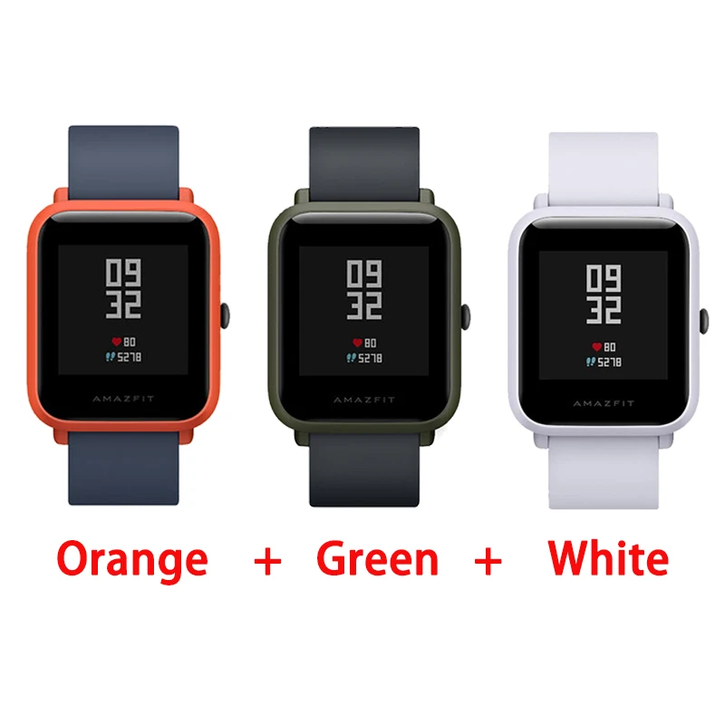 Умные часы Huami Amazfit Bip с глобальной версией, пульсометр, gps, глонесс, умные часы, 45 дней в режиме ожидания для телефона MI8 IOS - Цвет: O add G add W