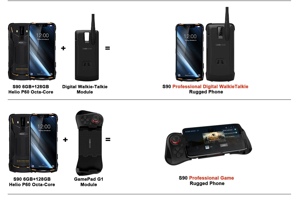 DOOGEE S90 NFC IP68 Ударопрочный мобильный телефон 6 ГБ+ 128 ГБ 5050 мАч android 8,1 6,18 ''Helio P60 Восьмиядерный 16 МП 4G Прочный смартфон