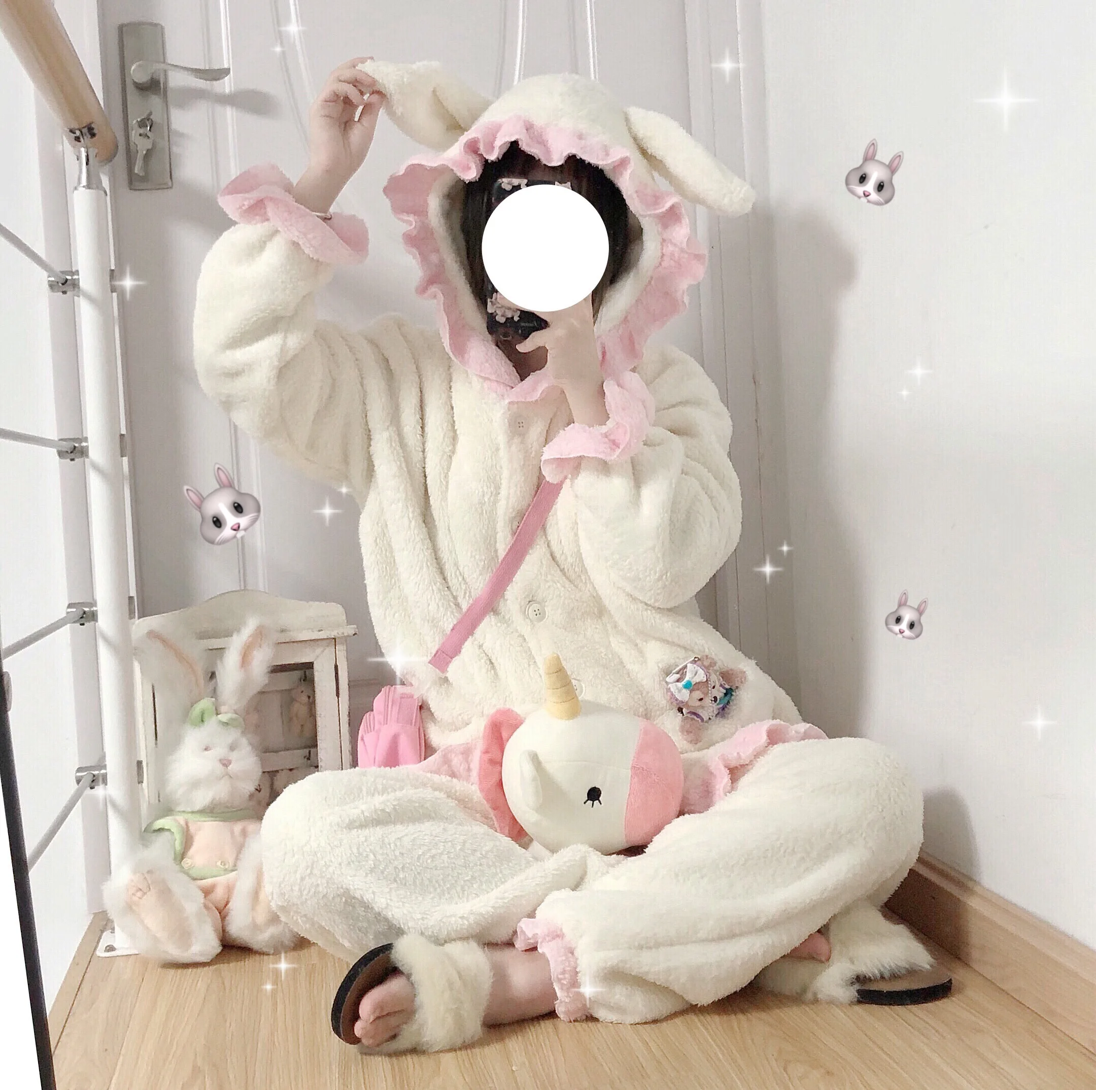 Зимняя фланелевая утепленная одежда с рюшами Kawaii милая домашняя осенний теплый