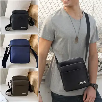 

Fashion Solid Color Shoulder Messenger Packs Business Men Nylon Zipper Crossbody Bags Phone Money Pouch Simple and Stylish