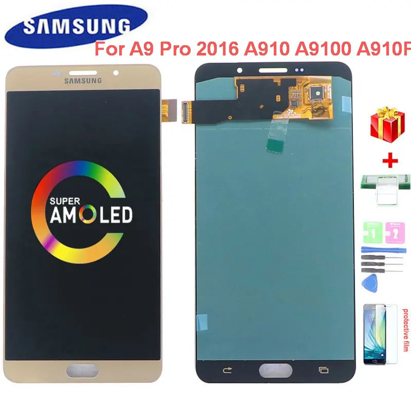 

Super AMOLED 6.0" A910 LCD Display For Samsung Galaxy A9 Pro 2016 A910 A9100 A910F LCD Display Touch Screen Digitizer Assembly