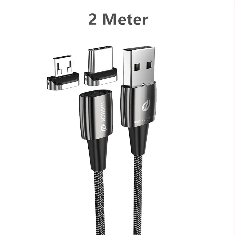 Mi MIJIA WSKEN 3A Магнитный type C mi cro USB кабель передачи данных для быстрой зарядки провод шнур магнитное зарядное устройство 1,2 м/2 м для huawei Xiao mi samsung - Цвет: 2 meter