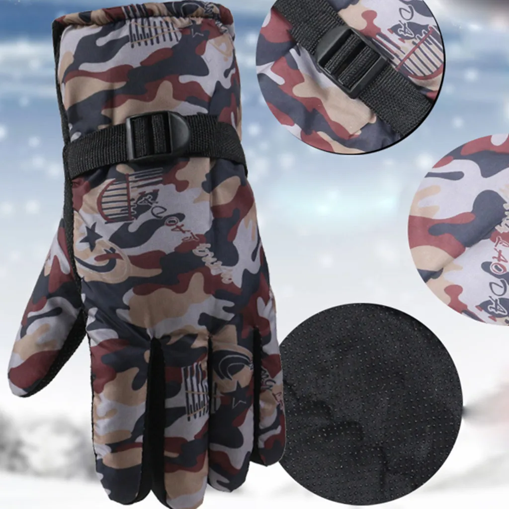 Зимние мужские Противоскользящие ветрозащитные теплые перчатки Нескользящие теплые уличные перчатки для вождения Утепленные Перчатки Guantes T3
