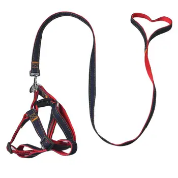 

Funny Dog Collar Harness Leash Set Adjustable Denim Cloth Puppy Strap Outdoor Walking Chest Belt for Small Medium Large Pet Cat