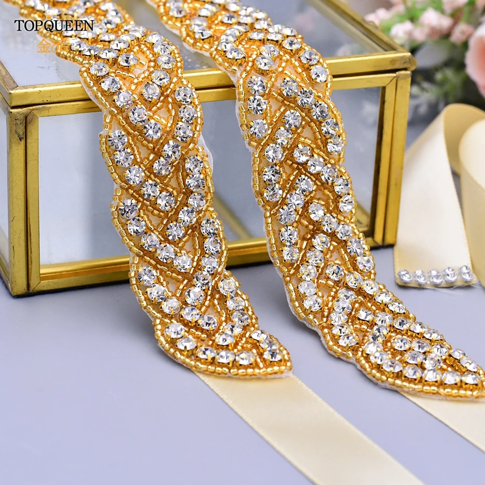 Bridal Waistband Wedding Belt Sash Bridal Rose Gold Rhinestone Applique