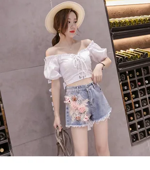 

Trousers Women Polyester Cotton Solid Sweatpants Free Shipping 2020 Female Summer New Korean Was Thin Flowers Hot Pants Straight