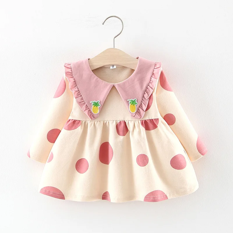 

2019 Limited New Print Full Regular Vestido Infantil Girl Autumn Dress, Children's Doll Collar Skirt, Punctuated Princess Dress