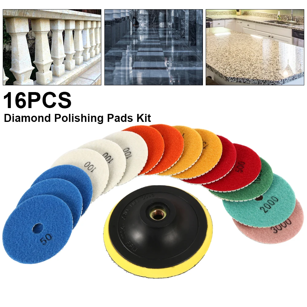 Набор алмазных полировальных колодок комплект из 16 шлифовальных насадок для