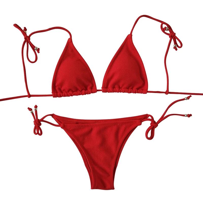Микро бикини, треугольный купальник, купальный костюм для женщин,, купальный костюм, бразильский купальник, бикини, maillot de bain - Цвет: Red