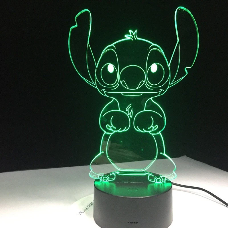 Новая Мультипликация очаровательный стежка 3D светодиодный Ночной светильник 7 цветов изменения для сна настольная лампа домашний декор праздник детская год Рождественский подарок