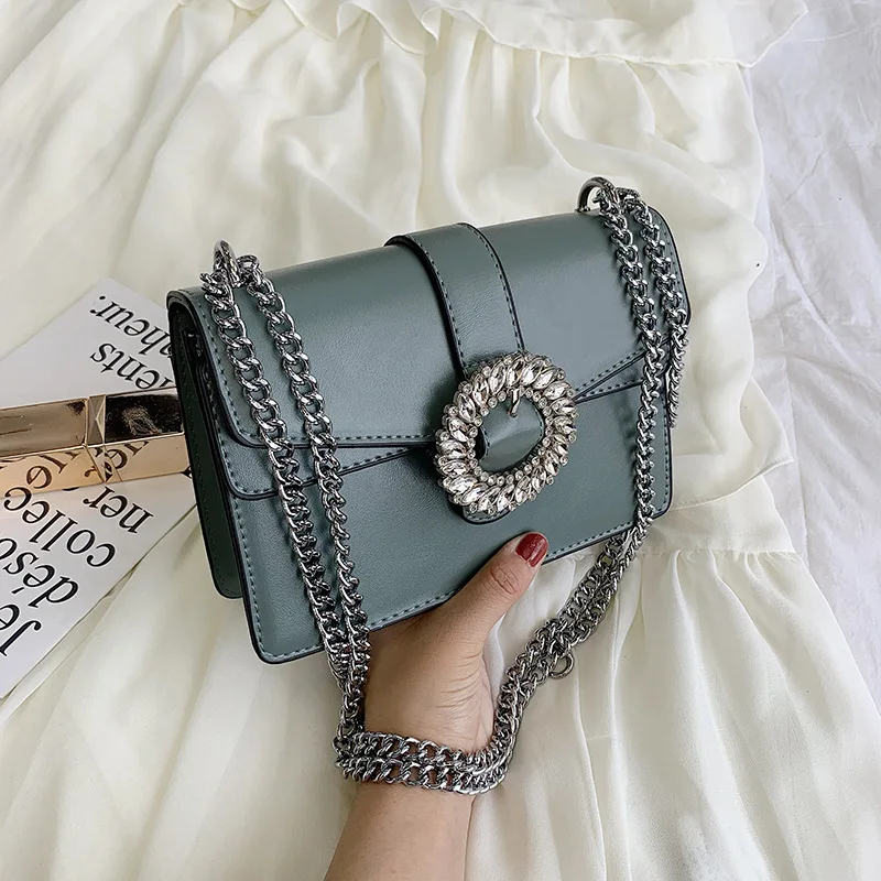 

Bag Women's 2019 New Style Korean-style Fashion Bag with Chain bagspu WOMEN'S Bag Square Sling Bag Shoulder Bag Summer