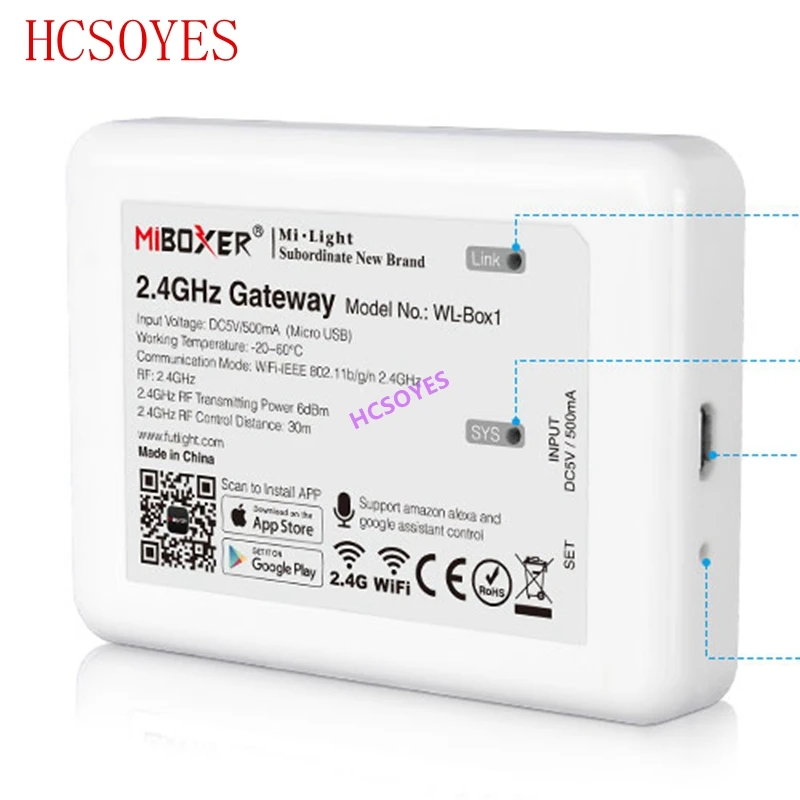 milight (iBox2 Upgraded version )WL-Box1 2.4GHz WiFi Smart Light /WiFi iBox Controller DC5V RF Remote wifi RGB light Wireless