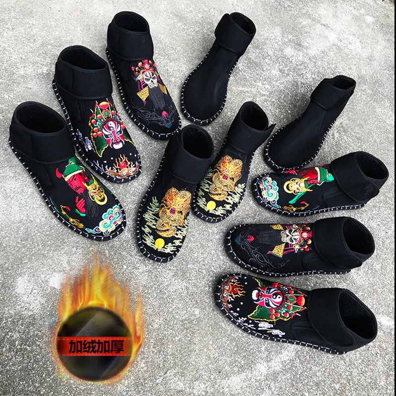 

Embroidered Men Flats Shoes Fashion Style Man Canvas Zapatos De Hombre Espadrilles Rubber Casual Shoes Plus Velvet Winter Boots