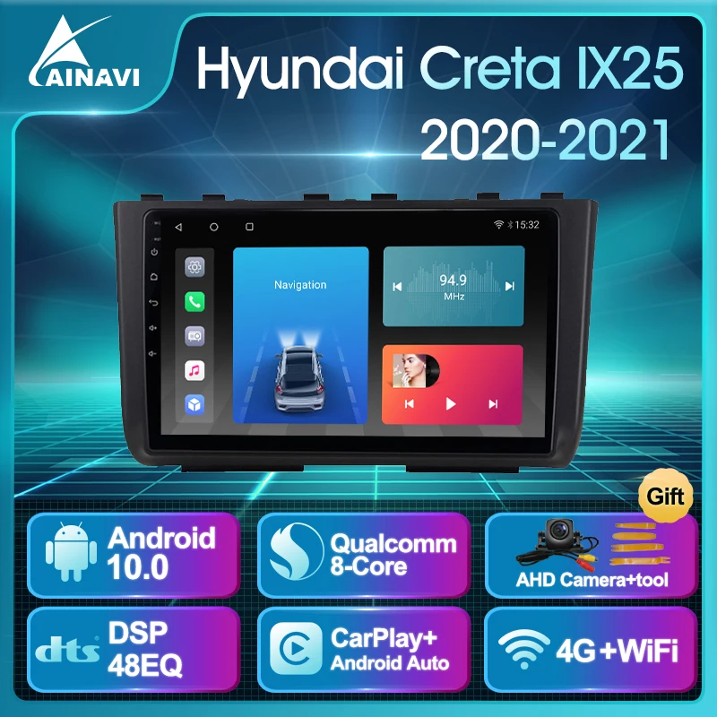 Автомобильный радиоприемник AI Voice Android 10 0 QLED для Hyundai Creta 2020-2021 автомобильный