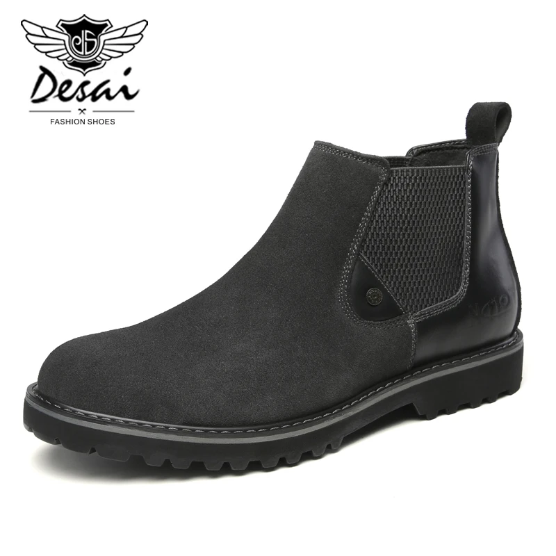 

DESAI 2019 Autumn Men's New Casual Shoes Handmade Martin Boots Ankle Chelsea Boot Cow Suede Leather Shoes Short Boots