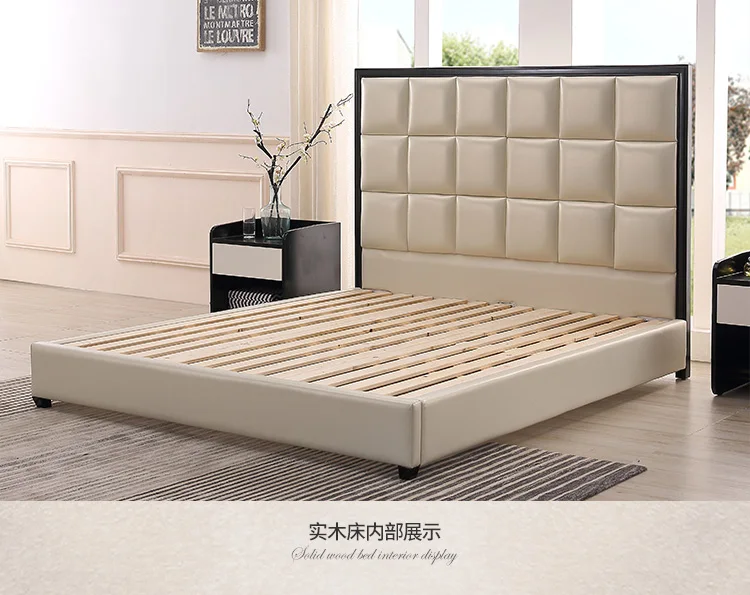 Europe and America Genuine leather bed frame Soft Beds Home Bedroom Furniture cama muebles de dormitorio / camas quarto 1.8*2 m