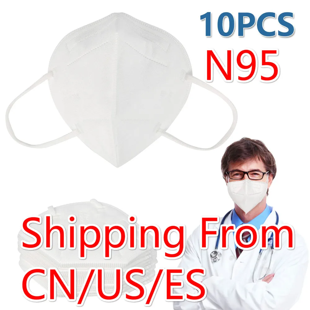 

In Stock 10pcs KN95 Masks Filter Anti Dust 95% Filtration 3Layers Non-woven Masks Fast Shipping