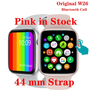

Pink in Stock ! Original W26 Smart Watch 44mm 1.75inch Big Screen Temperature Measurement Support Bluetooth Call&Music PK W34 X6