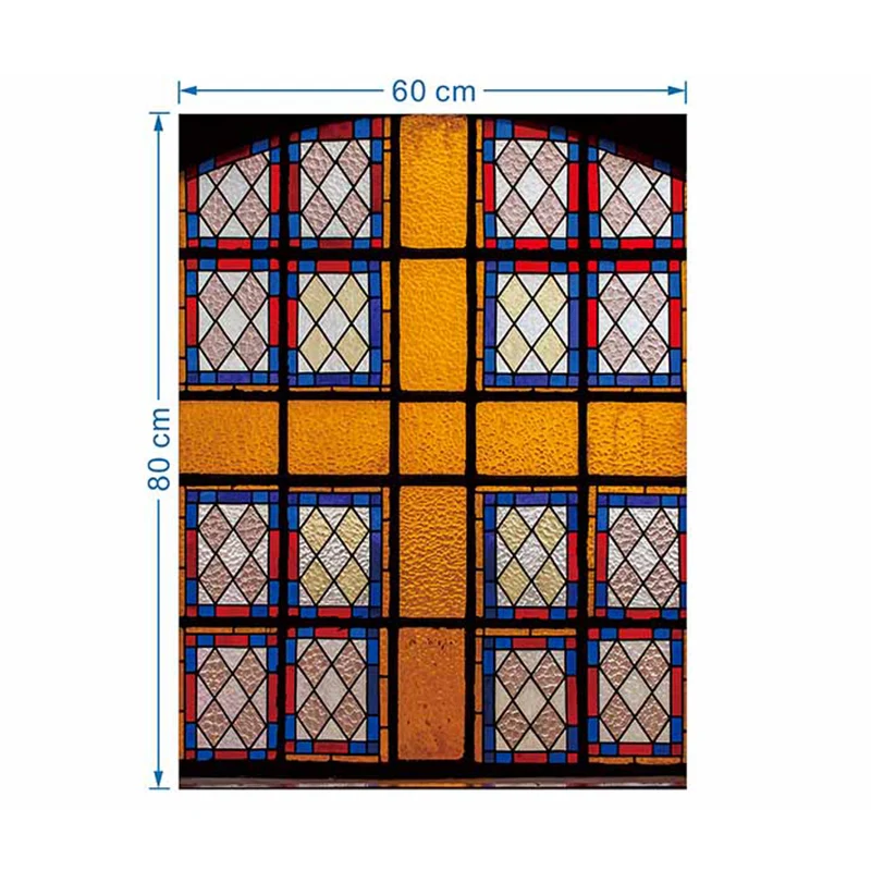 Retro Style Church Painting Art Static Cling Frosted Stained Glass Film Room Bathroom Privacy Window Stickers
