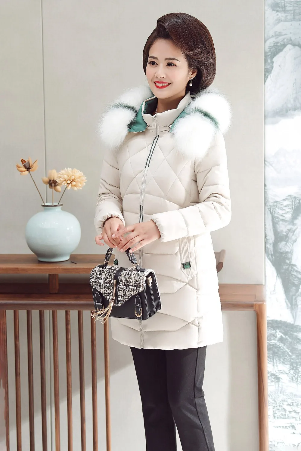 Лидер продаж, женская зимняя куртка, искусственный большой меховой воротник, Женская длинная куртка с хлопковой подкладкой, зимнее пальто, парка