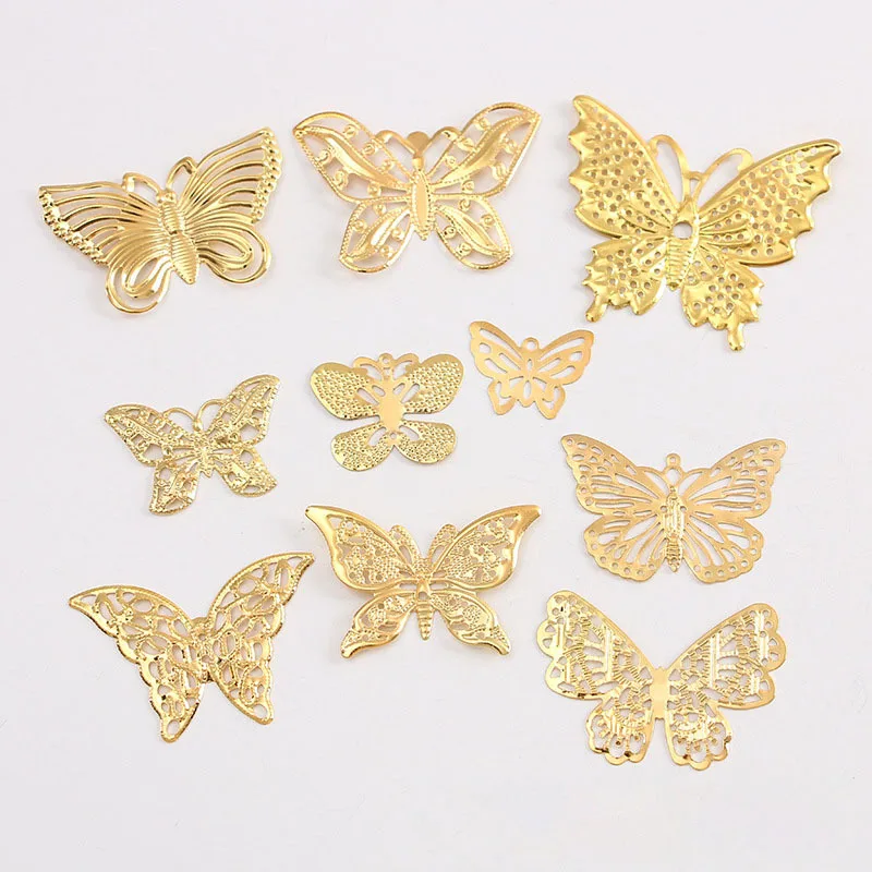 

10-20Pcs Mix Filigree Wraps Butterfly Connectors Metal Crafts Gift Hair Jewelry Accessories Ancient Fashion Decorative Findings
