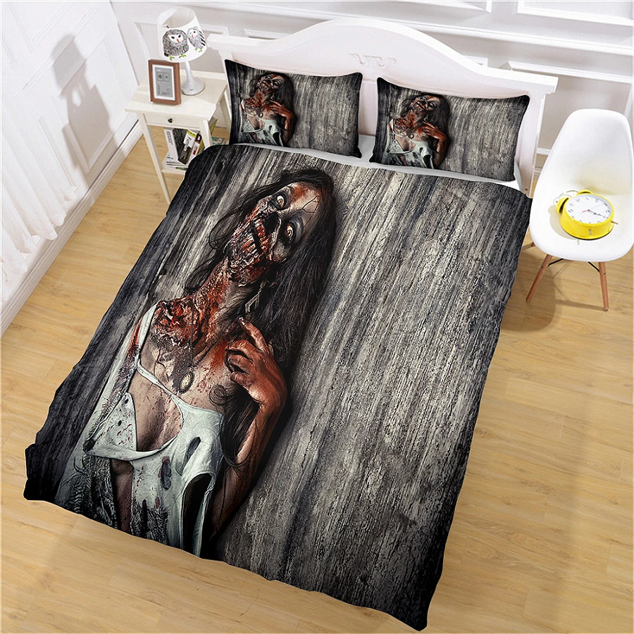 Bedding Set Cotton Pillowcases Nightmare Before Halloween Horror Woman Duvet Cover Comforter Home Textile Designer Custom Soft