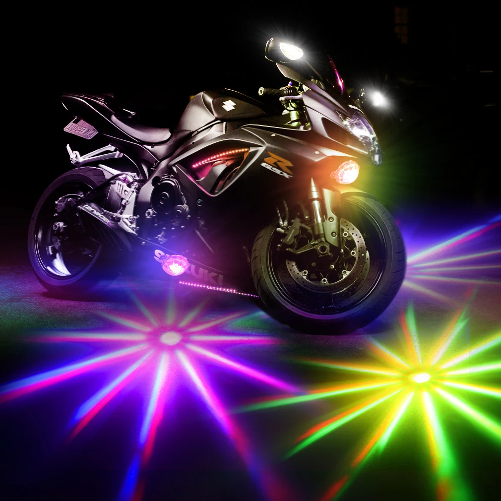 Декоративная лампа для мотоцикла RGB атмосферная лампа автомобильная светодиодная декоративная лампа 12 В мото шасси свет мотоцикл вспышка стробоскоп свет
