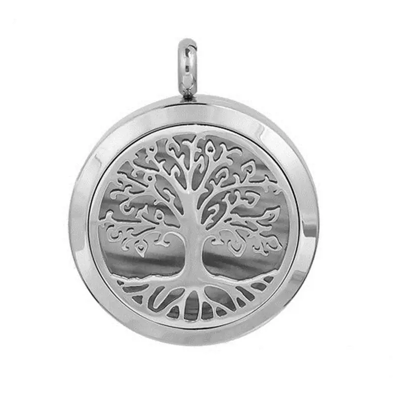 

Stainless Steel Aromatherapy Essential Oil Diffuser Locket Pendants Tree Carved Cabochon Settings (Fit 23mm Dia.) Can Open, 1 PC