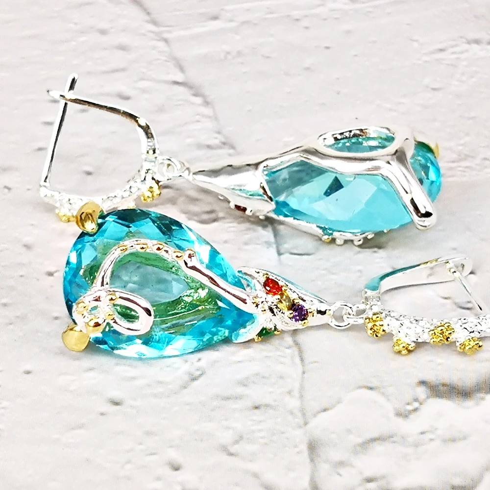 DreamCarnival1989 Hot Selling Blue Zirconia Baroque Earrings Women Dangle Earings Elegant Party Must Have Gift Female WE3876BL