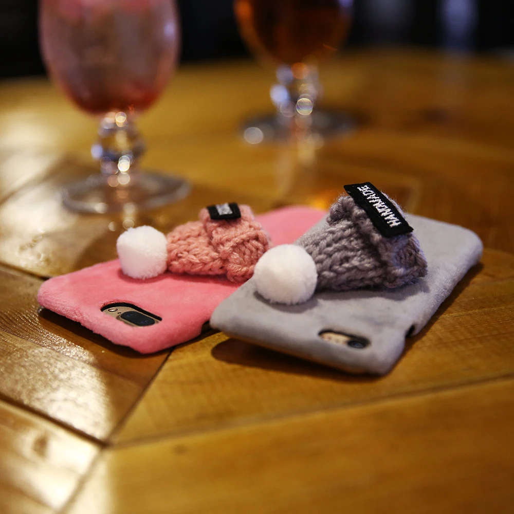 Caseier DIY Шапка С волосом чехол для iPhone X XS MAX XR зимние теплые ...